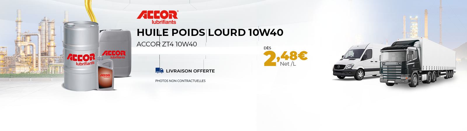 Huile Poids Lourd 10w40 dès 2.48 €/l PORT OFFERT